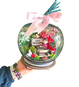 öğretmen hediyesi, teraryum, karaman çiçek, cam fanus