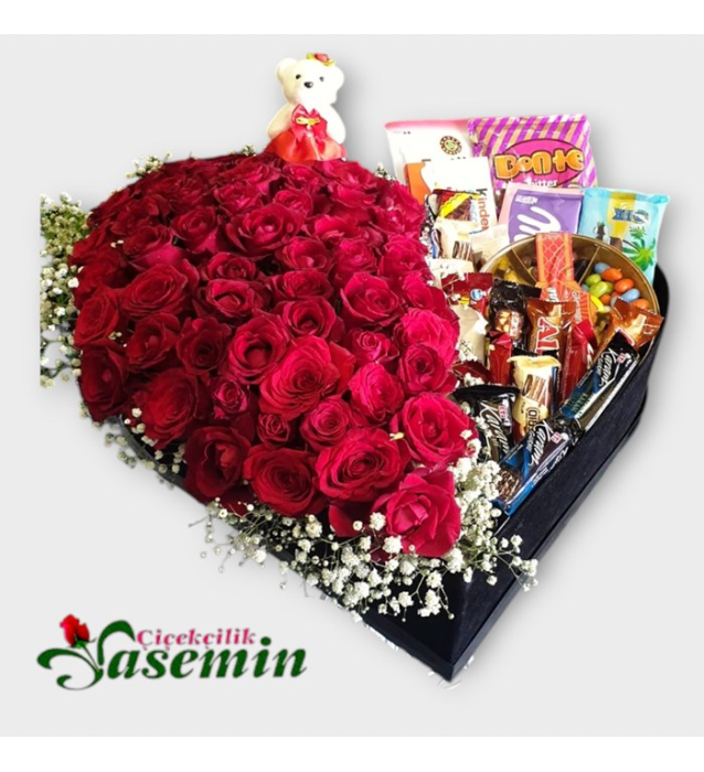 Aşk ve Tatlılık – Kırmızı Gül ve Çikolata Aranjmanı