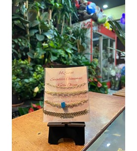 Mavi Tılsım: Mavi Taşlı ve Yaprak Desenli 4'lü Bileklik Kombini